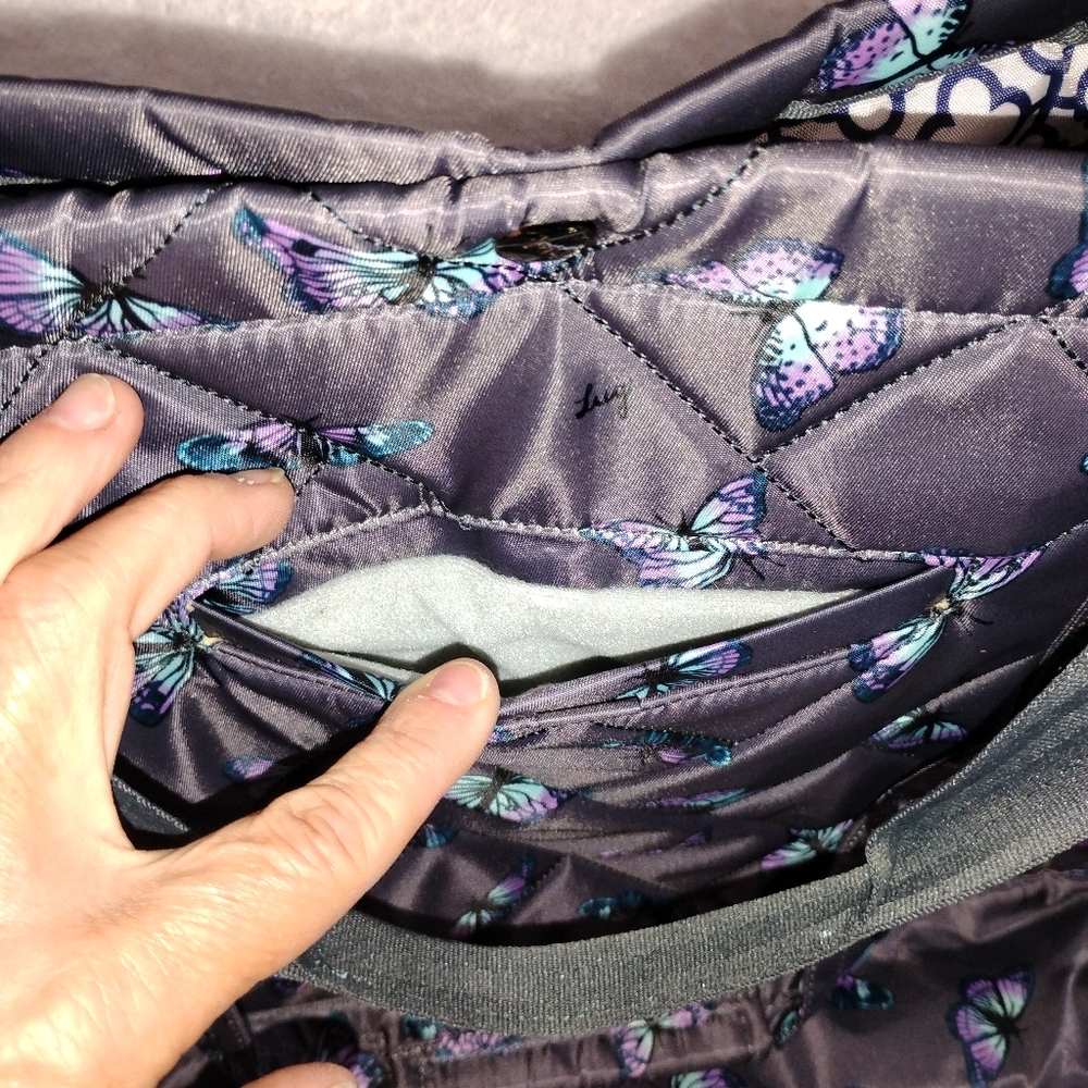 Lug Yacht Carry-All Tote Bag Travel  Butterfly Grey OBO - Picture 3 of 13